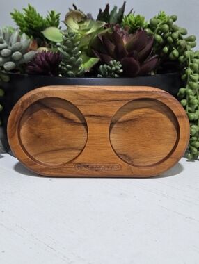 Teak Wood Salt & Pepper Mill Tray Le Creuset NEW